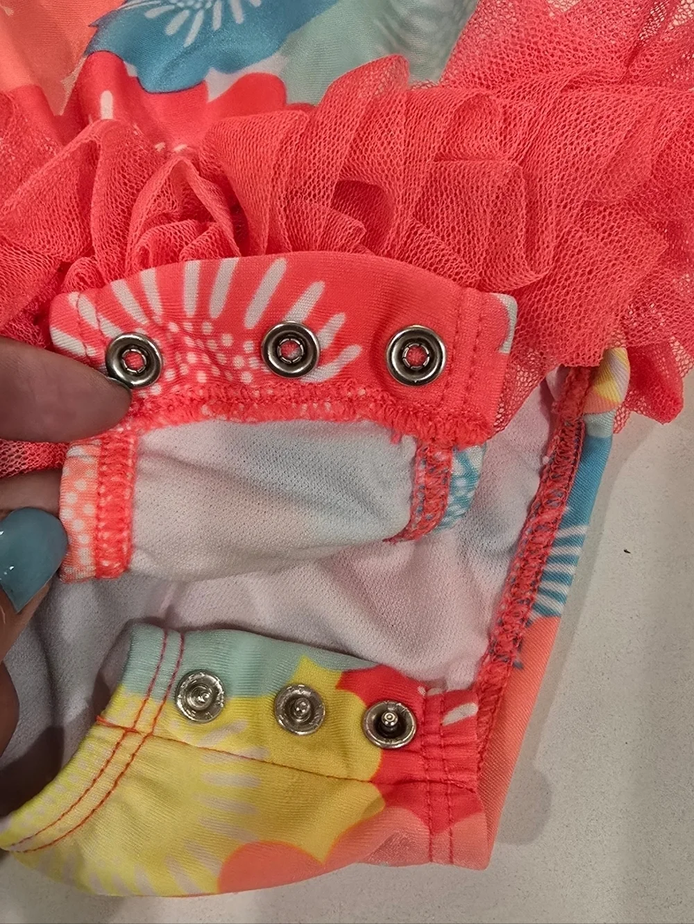 Cat & Jack Baby Girl Floral Tutu One-Piece Swimsuit Size 3-6 Months Ruffle Swim